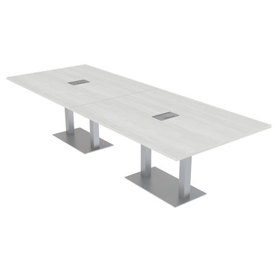 Table de conférence rectangulaire avec base en métal double | Unité électrique
