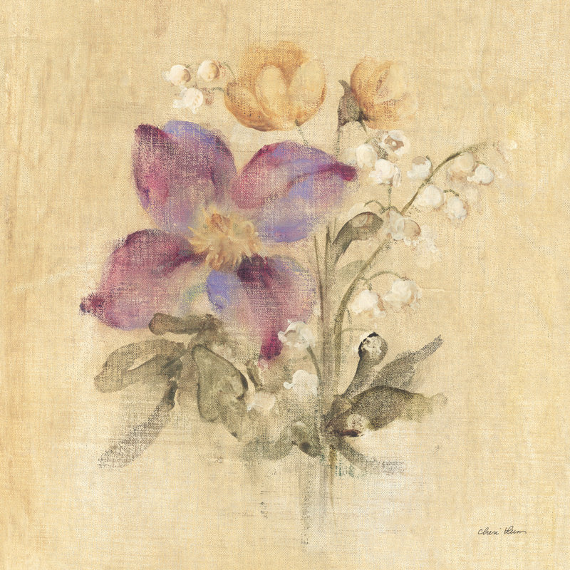 «Clematis Nosegay» par Cheri Blum - impression, H 12 po x l 12 po x P 1,25 po, Non, Toile tendue