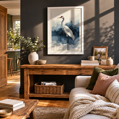 Serene Wading Bird Coastal - Framed Print