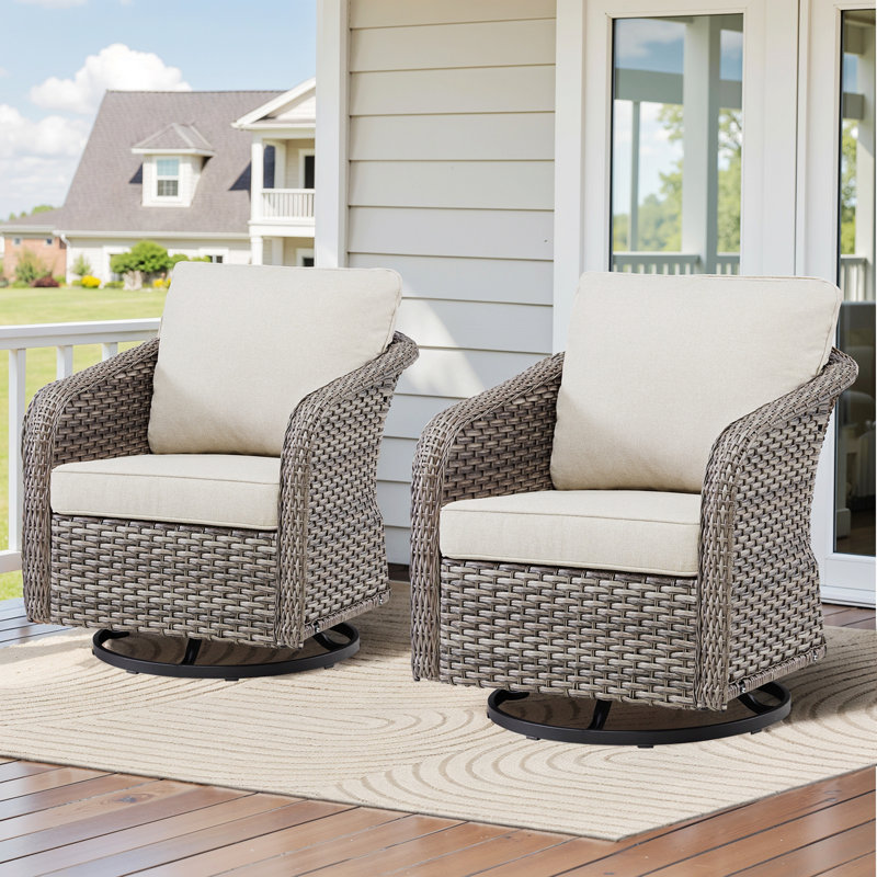 Ensemble de 2 chaises d'extérieur pivotantes avec coussins pour la véranda
