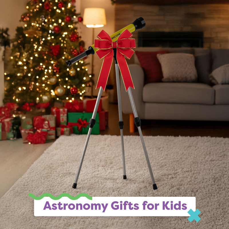 Télescope pour enfants avec trépied - Visionneuse optique débutant 40 mm avec support réglable et grossissement 30x pour la science et l'astronomie par Hey Play