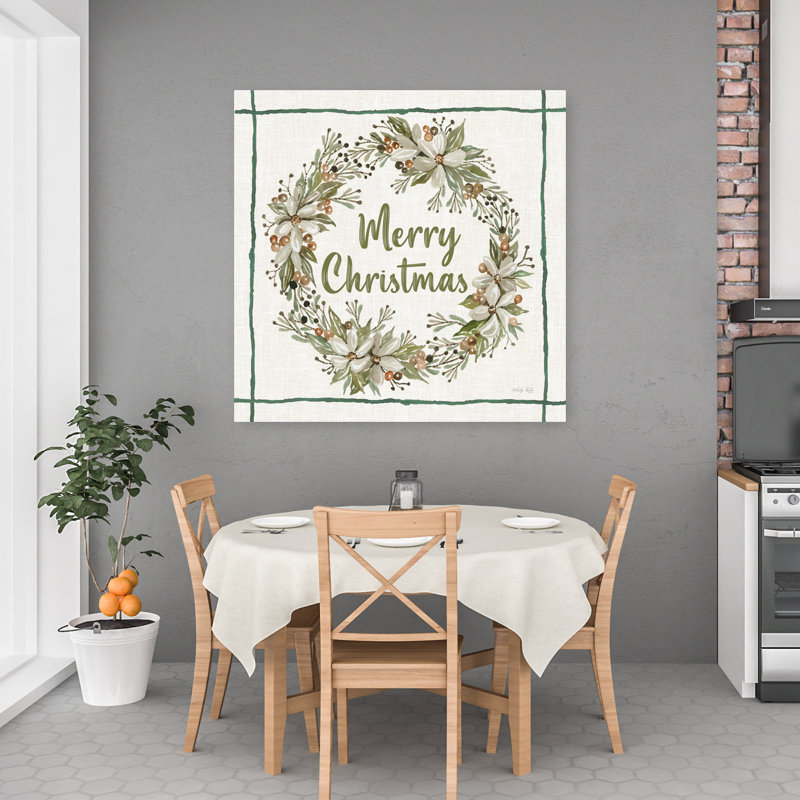 «Merry Christmas Wreath», art mural abstrait contemporain d'hiver, 48" H x 48" W