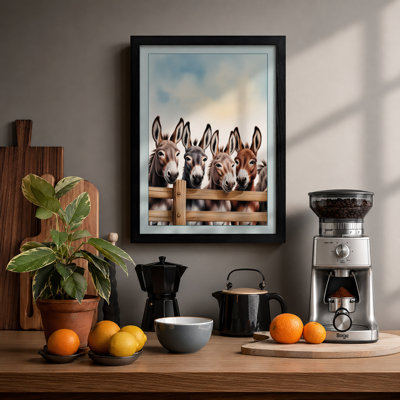 Donkey Friends Farmhouse - Framed Print