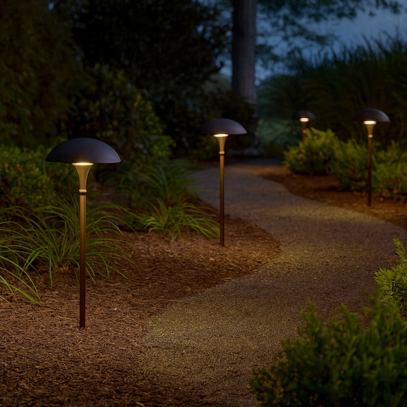 Mushroom Incandescent Hardwire Pathway Light, Bronze
