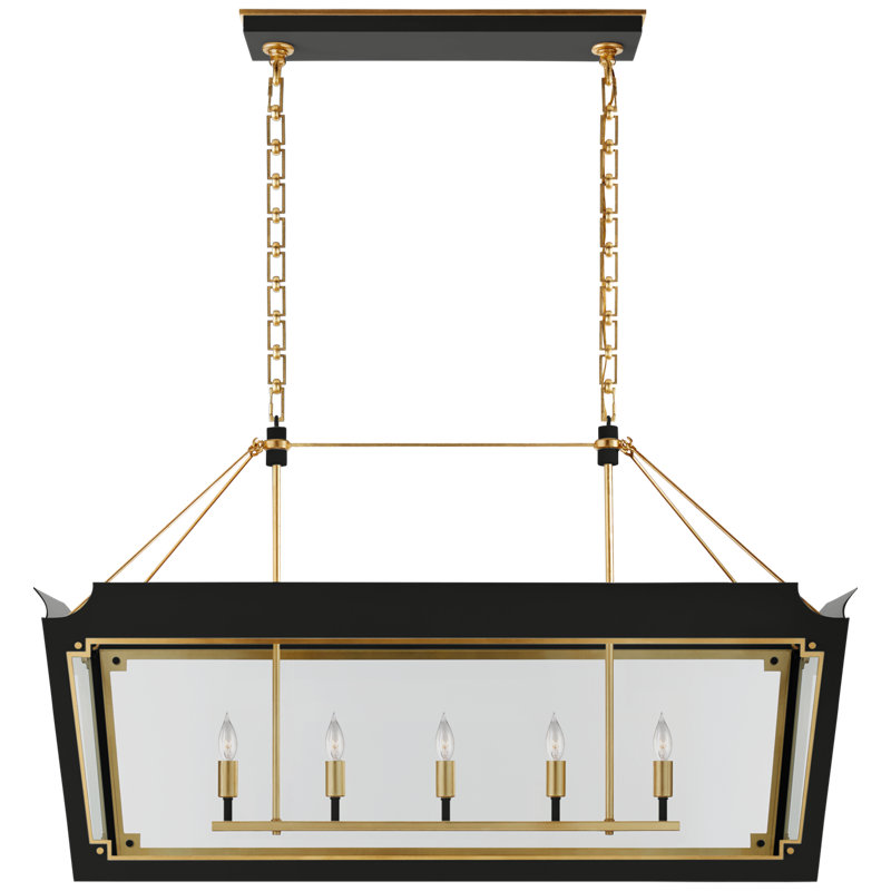 Julie Neill Caddo Medium Linear Lantern, Matte Black/Gold