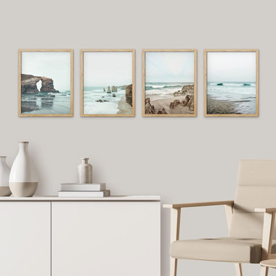 «Rocky Storm Cloud Sky Beach Ocean», reproduction encadrée de 4 pièces