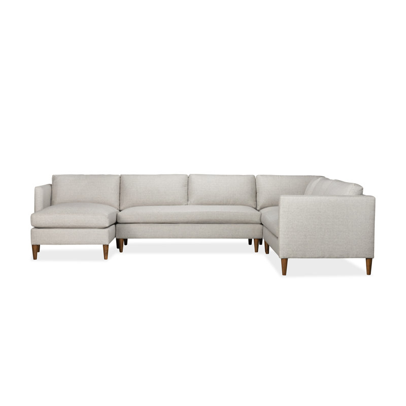 Canapé modulaire 4 pièces Clifford, Accoudoir à gauche (vu de face), Tissu natté turbo cendre