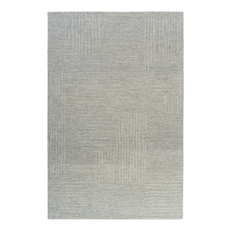 Tapis d'intérieur décontracté en laine naturelle touffeté à la main, Rectangle 7 pi 9 po x 9 pi 9 po