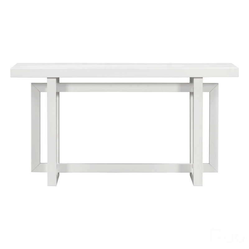 59.1" Painted Entryway Console Table, With Pine Veneer Unique Triple Rectangle Design With Thick Pine Wood Legs, Extra Long Sofa Table Versatile For Hallway, Living Room, Kitchen