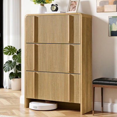 Armoire de rangement à chaussures en bois à 3 tiroirs avec poignées Dulane