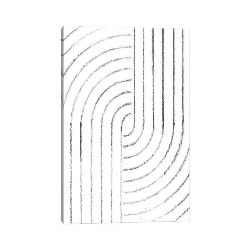 Lignes courbes abstraites - reproduction d'art, H 26 po x l 18 po x 1,5 po, Aucun mat, Toile tendue