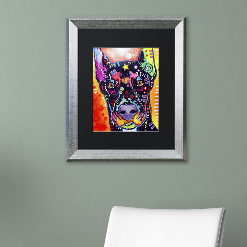 « doberman », impression, Noir, H 14 po x l 11 po x P 0,5 po, Cadre noir
