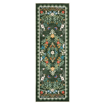 Tapis vert 5 x 7 pour salon lavable floral chambre tapis antidérapant sous la table tapis pour salle à manger bureau patiné oriental décor à la maison pour la chambre de bébé