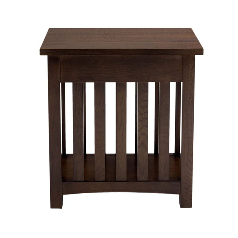 Shabbona Solid Wood End Table with Storage, Walnut