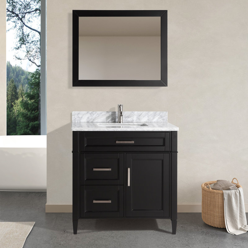 Ensemble de meuble-lavabo simple 36 po avec miroir Lachine, Espresso