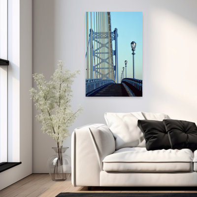 Passerelle vide sur le pont Benjamin Franklin construit en 1923 au-dessus de la rivière Delaware, Philadelphie, Pennsylvanie, États-Unis, art dramatique classique rétro de la ville