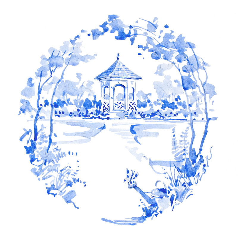 Blue Garden Impressions I - Wrapped Canvas Print, 30cm H x 30cm W x 3.8cm D