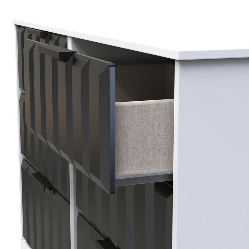 Besian 6 Drawer Wide Chest (Ready Assembled), Deep Black/White