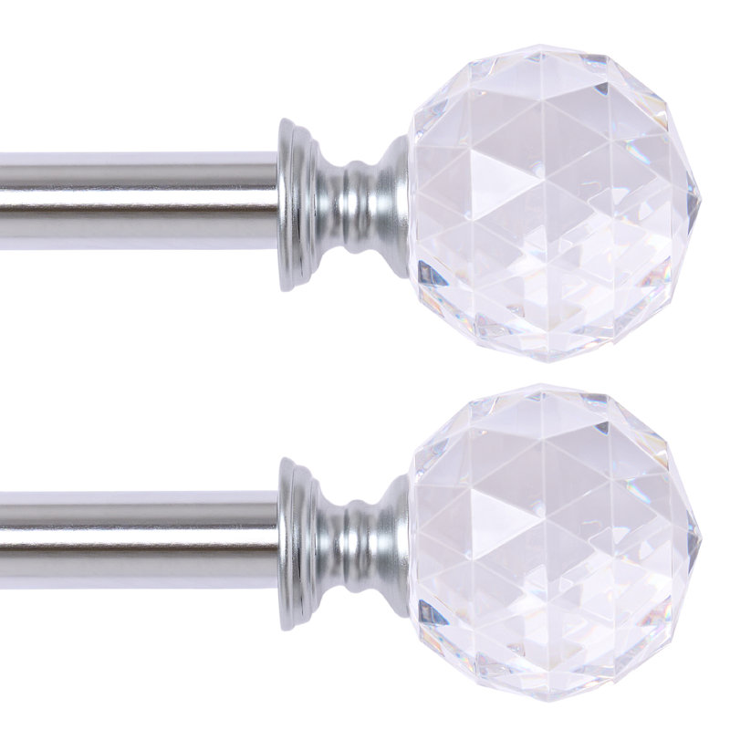Marun Adjustable Overall Width x 0.75'' Diameter Single Curtain Rod, 48" - 86", Chrome
