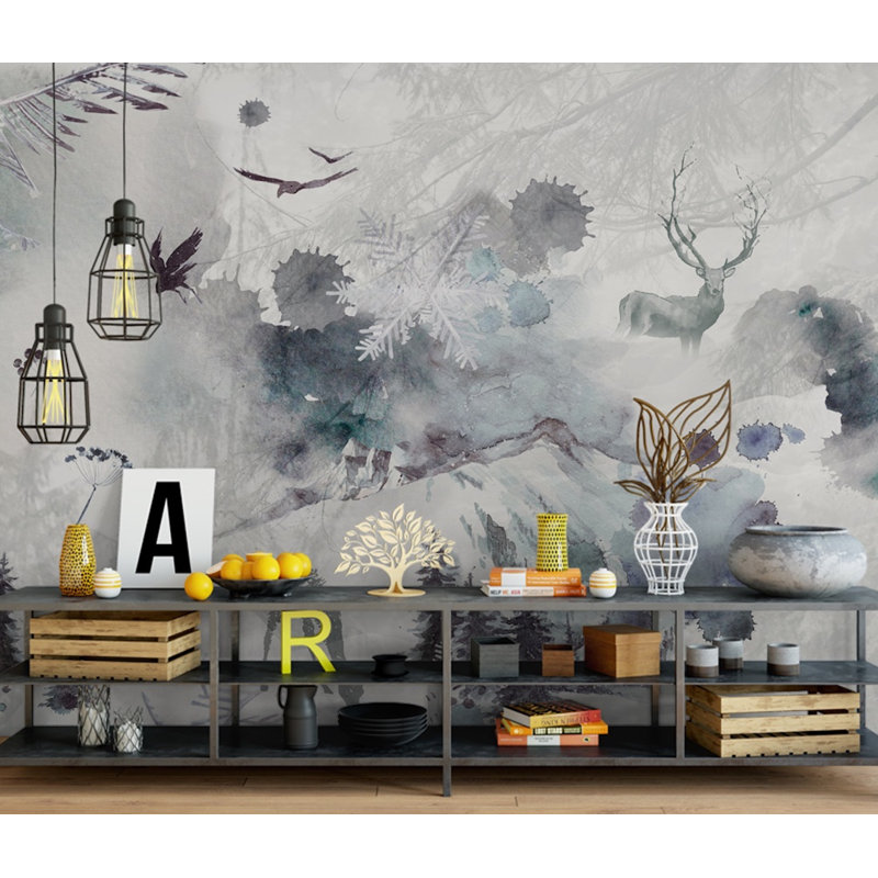 Murale moderne flocon de neige abstrait foncé Croteau, L 49 po x l 75 po