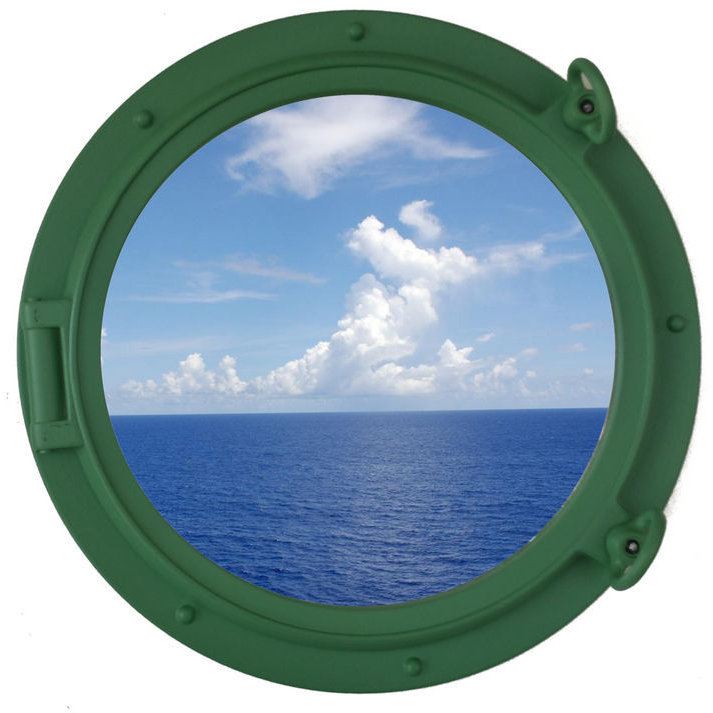 Décoration murale de fenêtre de bateau décorative Ellert, H 24 po x l 24 po x P 2 po, Bleu marine
