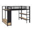 Structure de lit mezzanine en métal avec garde-robe, tablettes de rangement et panneau perforé