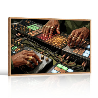 Ensemble de 1 tableau sur toile représentant de la musique électronique
