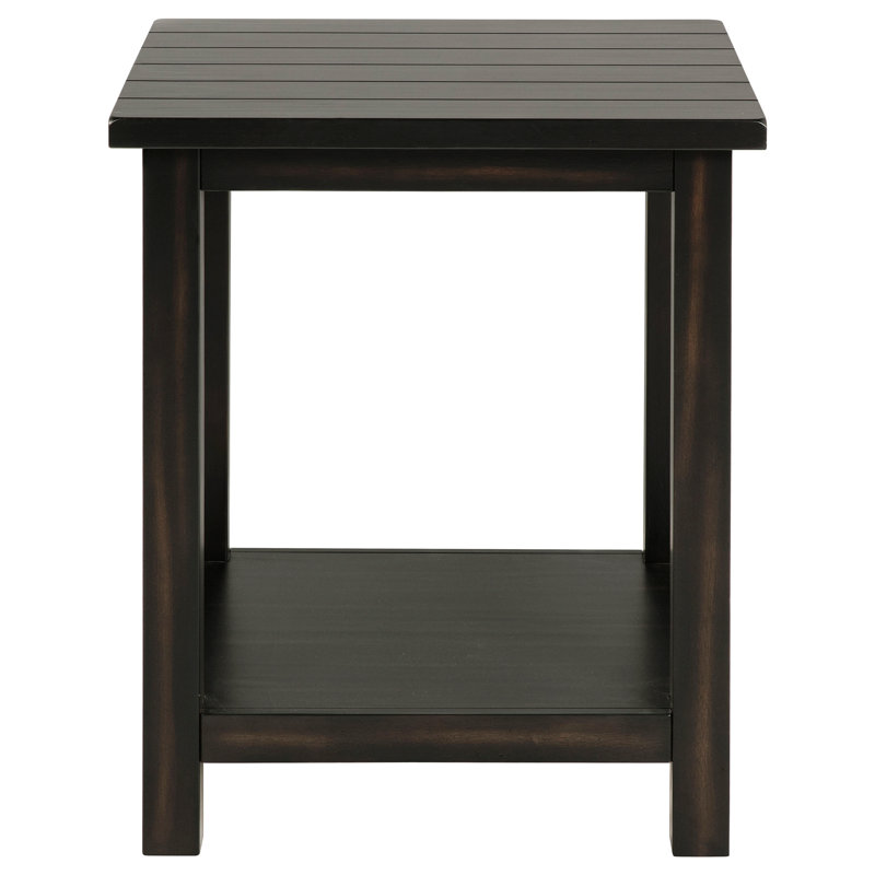 Table de bout en bois avec tablette, Noir patiné