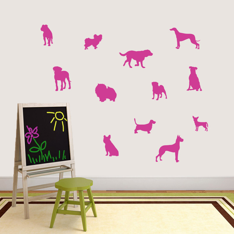 Adhésif décoratif chien, Rose vif
