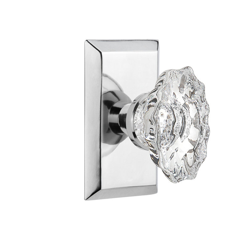 Studio Plate with Chateau Door Knob, Bright Chrome, 2-3/8"