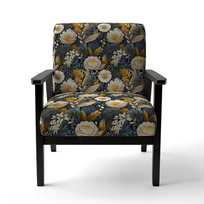 Chaise d'appoint rembourrée de style campagnard avec motifs dorés et gris Enchanted Gardens