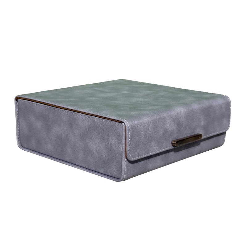 Leather Jewelry Box for Him, Dark Gray