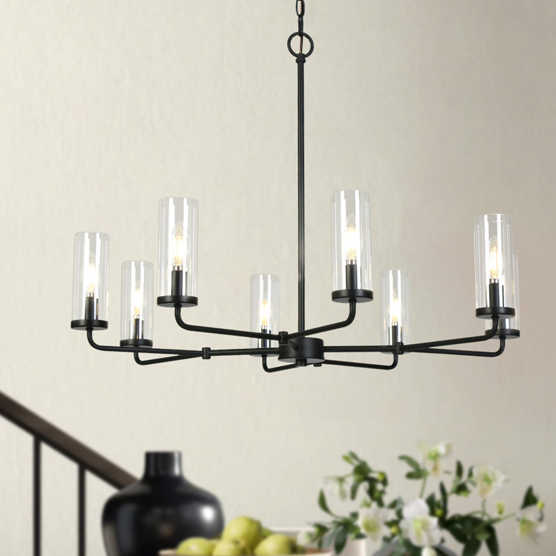 Grand lustre classique noir à intensité variable à 8 lumières l 31 po Arnita
