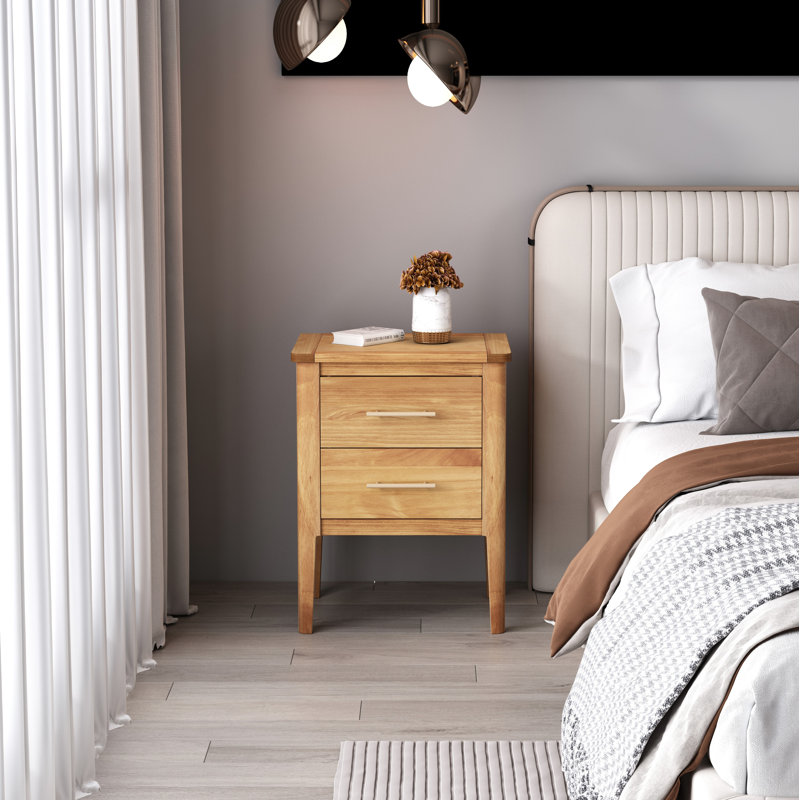 Almarosa 45cm W Particle Board / Chipboard Bedside Table, Waxed