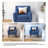 Jaqueze Upholstered Blue Linen Blend Tufted Wide Back Armchair with Solid Wood Legs-1410205032