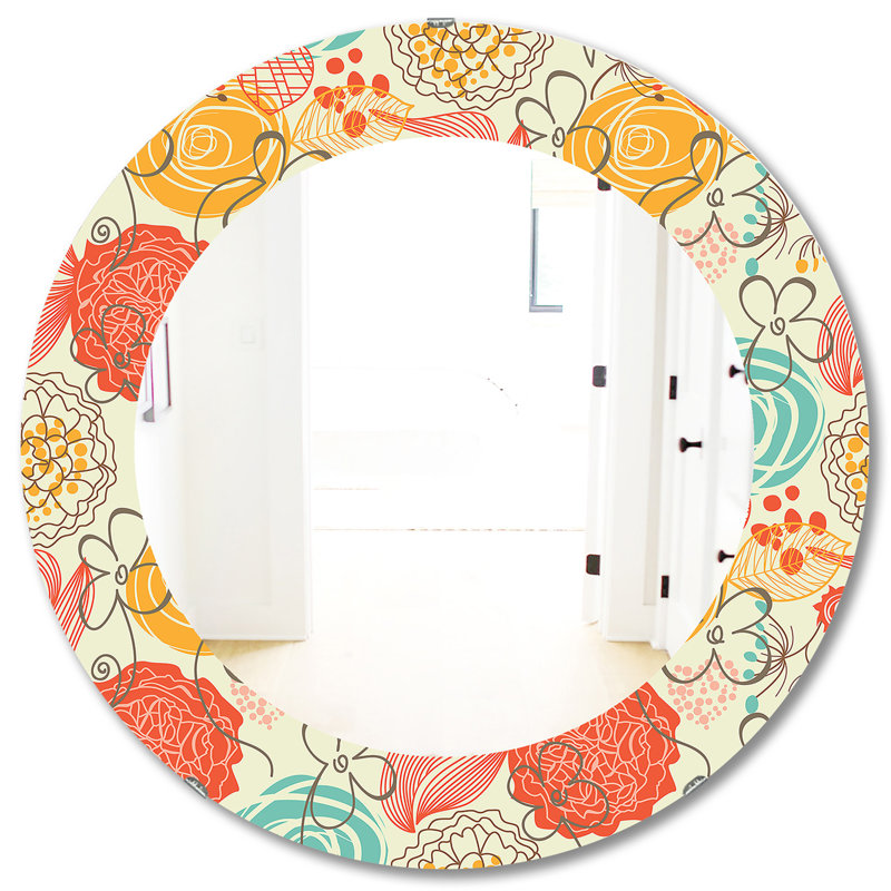 Miroir mural rétro Mid-Century Vintage Flowers 6, H 31,5 po x l po