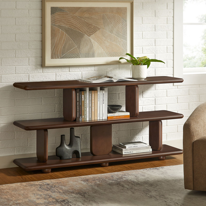 Lyle Sculptural 2-Tier Bookshelf, Walnut