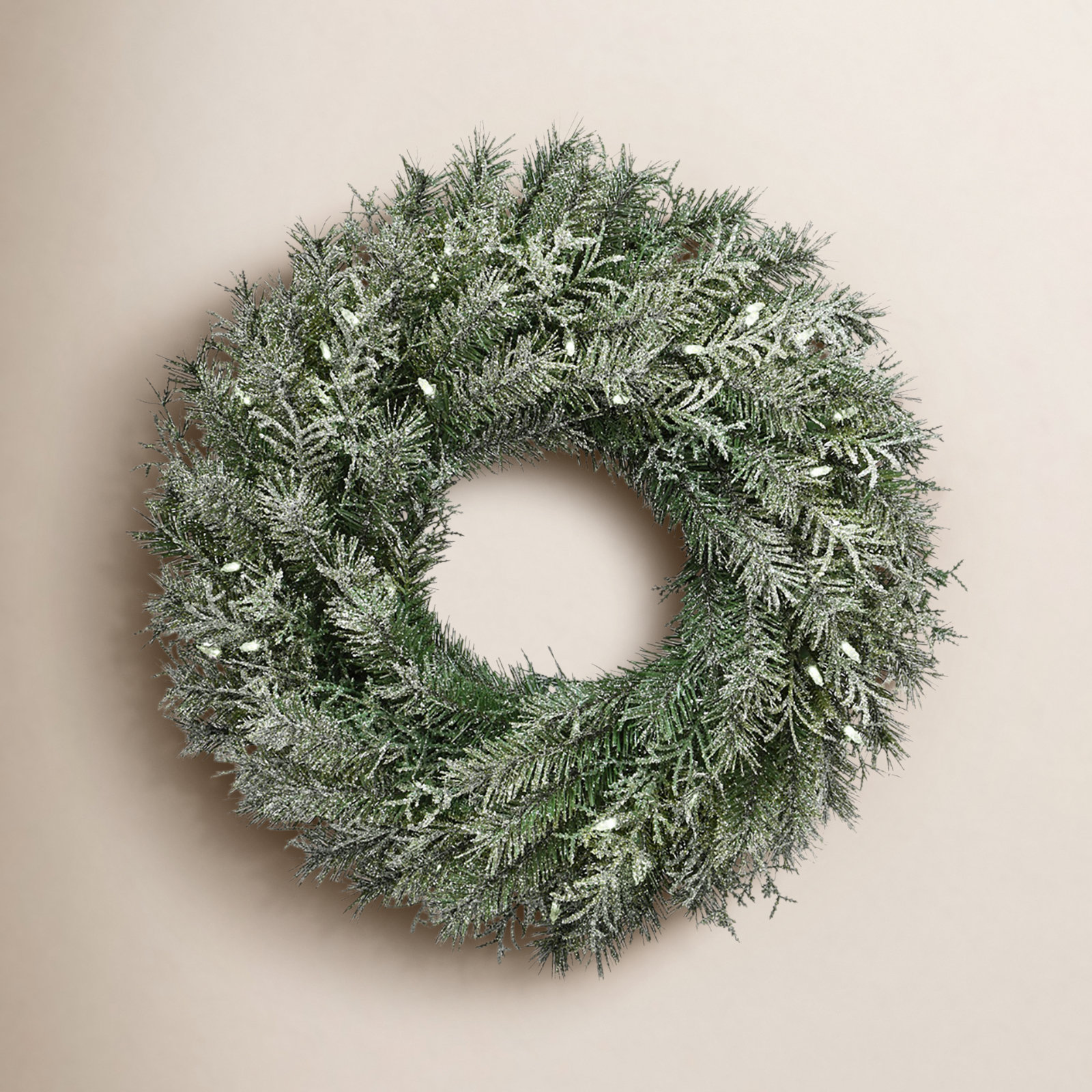 24" Frosted Fir Pre-Lit Wreath