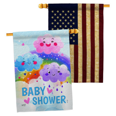 Double Sided 40 in. H x 28 in. W Polyester New Baby House Flag