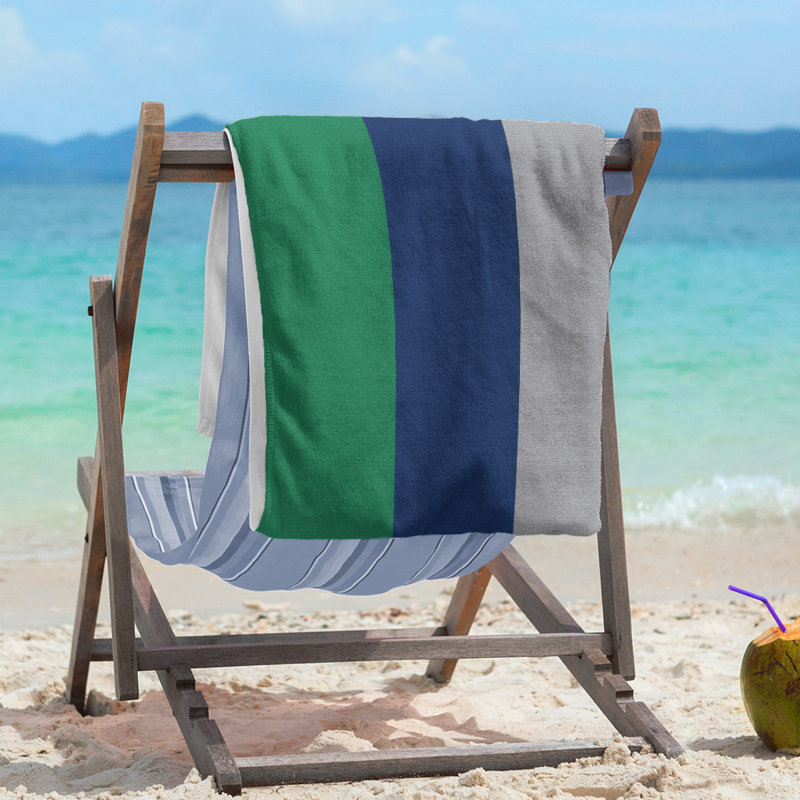 Vancouver Lightweight Beach Towel, Green/Blue/Cool Gray, Poly/Cotton