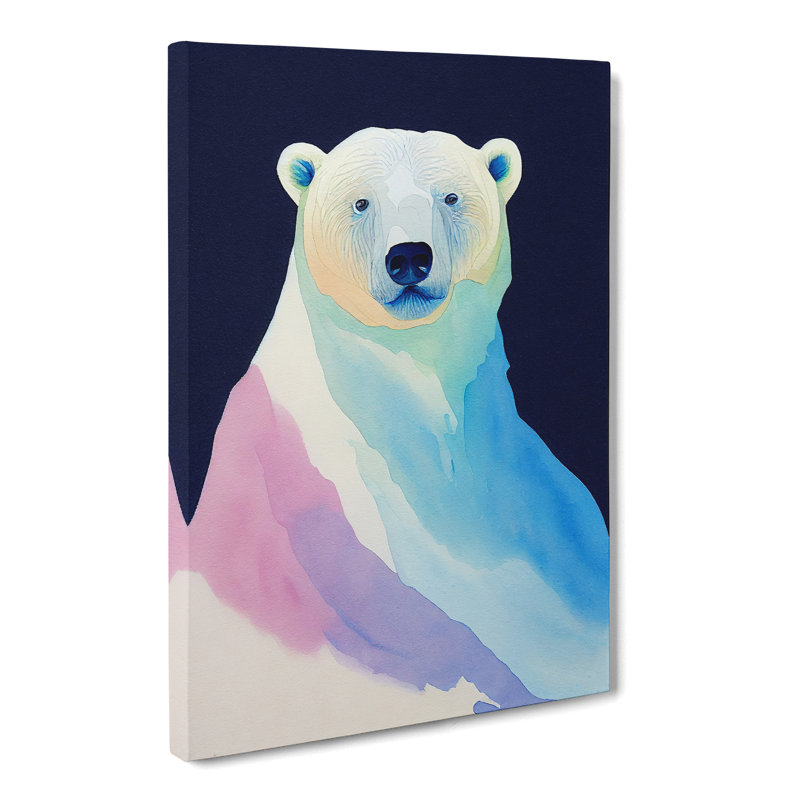 Watercolour Polar Bear - Wrapped Canvas, 60cm H x 40cm W x 3cm D