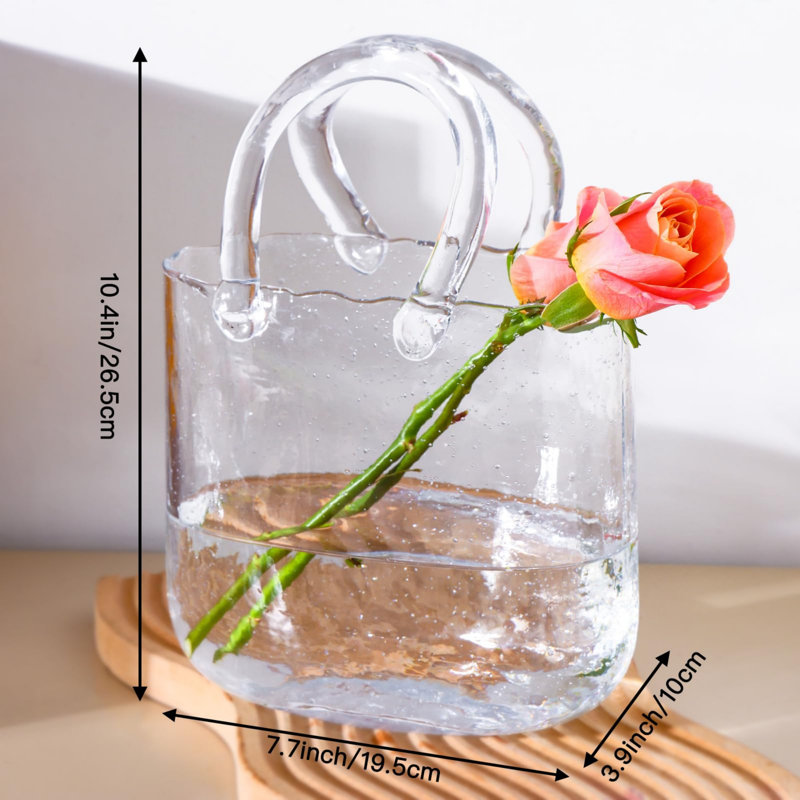 Vases en verre transparent avec poignée