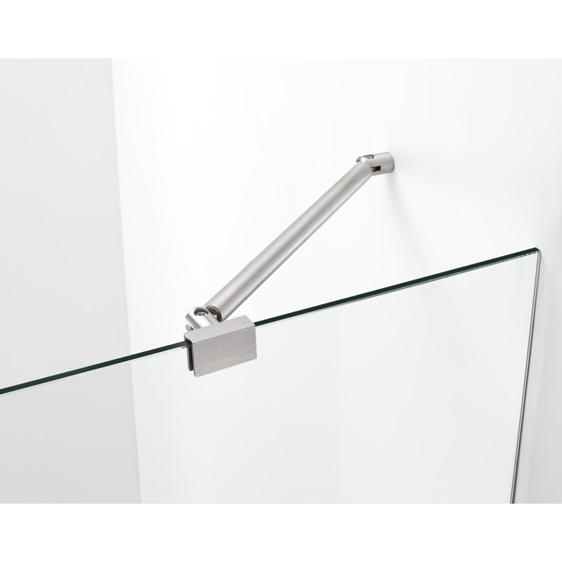 Belmore 46 x 72 Hinged Frameless Shower Door, Stainless Steel, Clear