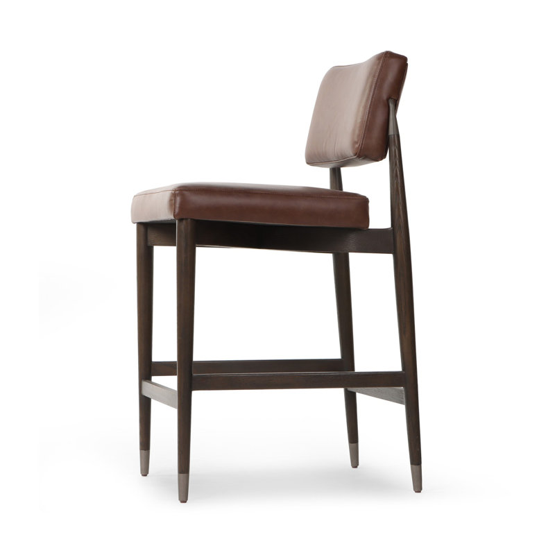 Anton Upholstered Stool, Counter Stool (27" Seat Height), Cognac Genuine Leather