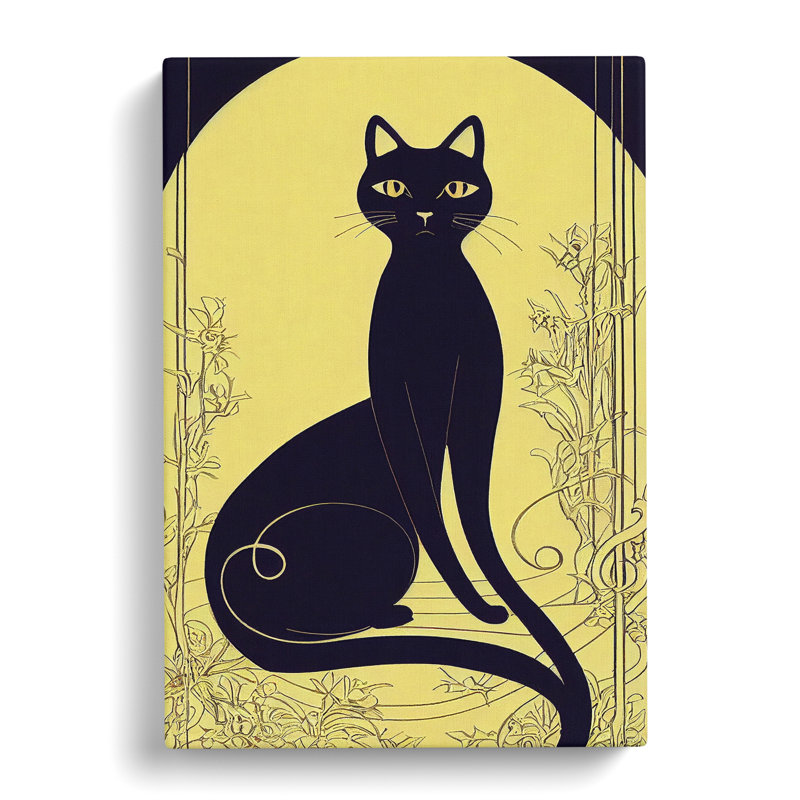 Cat In Art Nouveau No.3, 76cm H x 50cm W x 3cm D