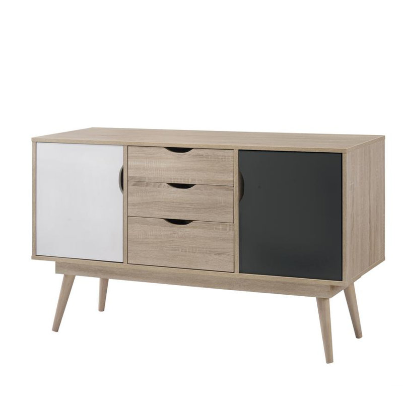 Caroline 125cm Sideboard, Sonoma Oak/White/Grey