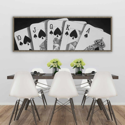 Jeu de cartes noir et blanc | «Man Cave», décoration sur toile encadrée