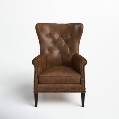 Chalmette 30Cm Wide Tufted Full Grain Leather Wingback Chair -  Birch Lane™, 6A7DEAF0439940A484B5BD47608129E7