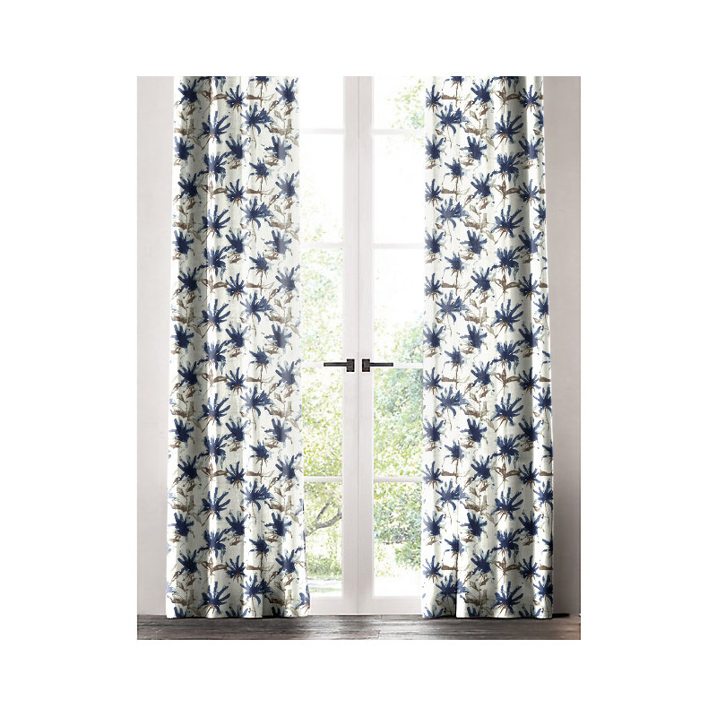 Cotton Room Darkening Curtain Single Panel, 50" W x 96" L, Blue