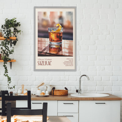 Sazerac on Reflective Surface Framed Giclee, design by Andreas Magnusson